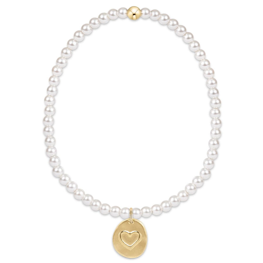 Classic Pearl 3mm Bracelet - Inspire Love Small Gold Disc