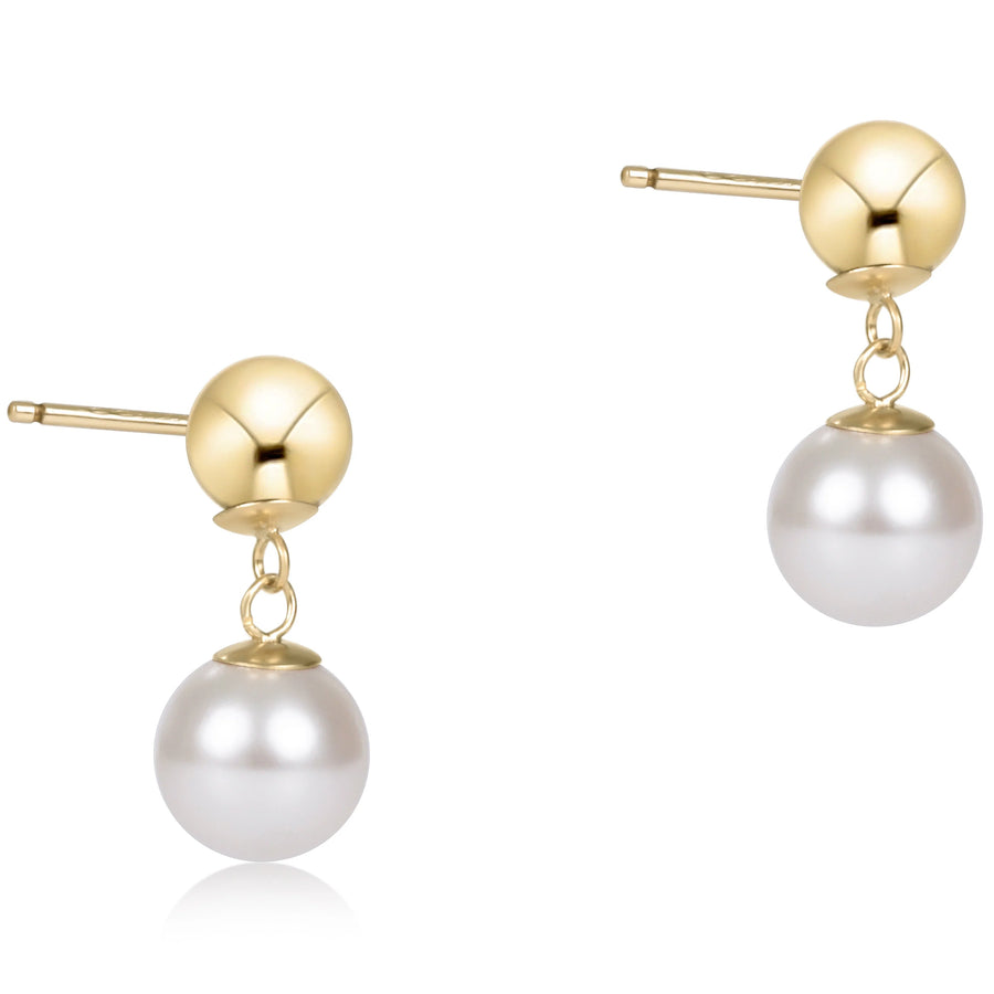 Classic 10mm Ball Drop Studs- Pearl