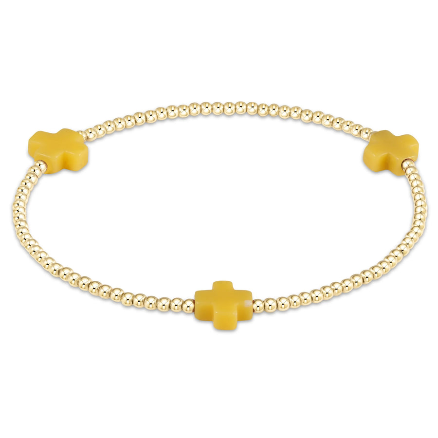 Signature Cross 2mm Gold Bracelet- Canary