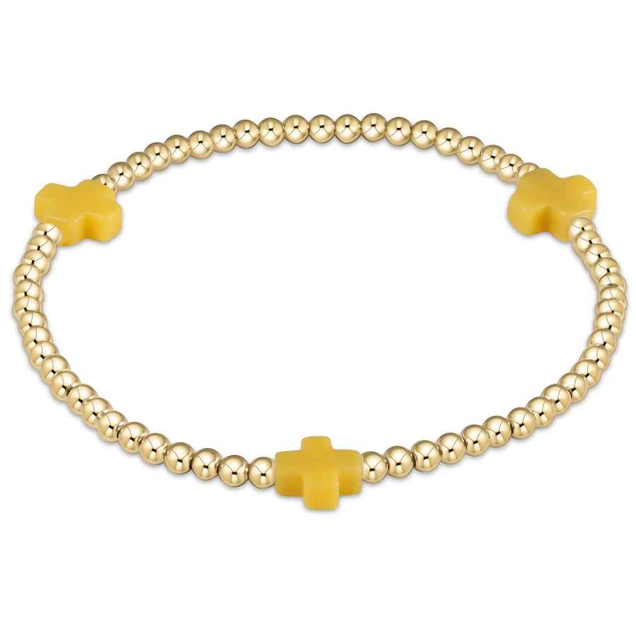 Signature Cross 3mm Gold Bracelet- Canary