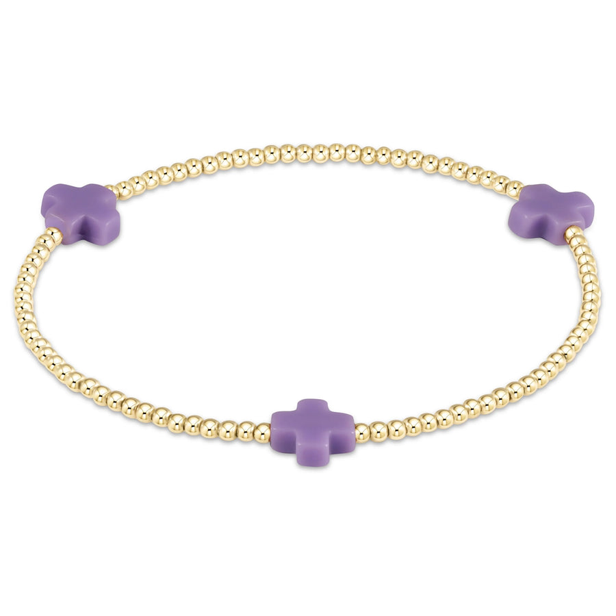 Signature Cross 2mm Gold Bracelet- Purple
