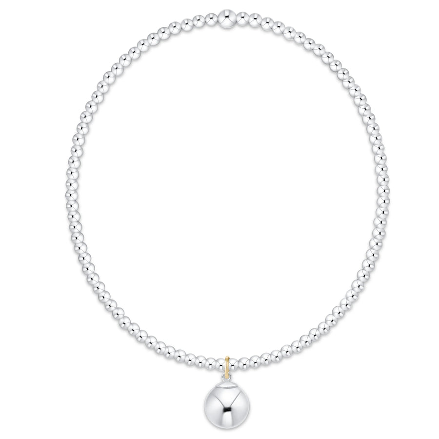 Classic Sterling 2mm Bracelet - Classic Sterling 8mm Charm