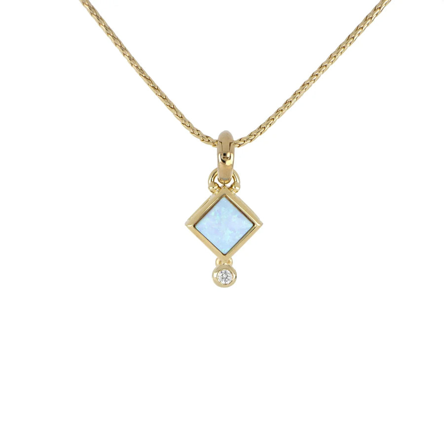 Blue Diamond Opal Pendant with Chain