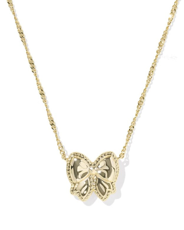 Haley Bow Gold Short Pendant Necklace