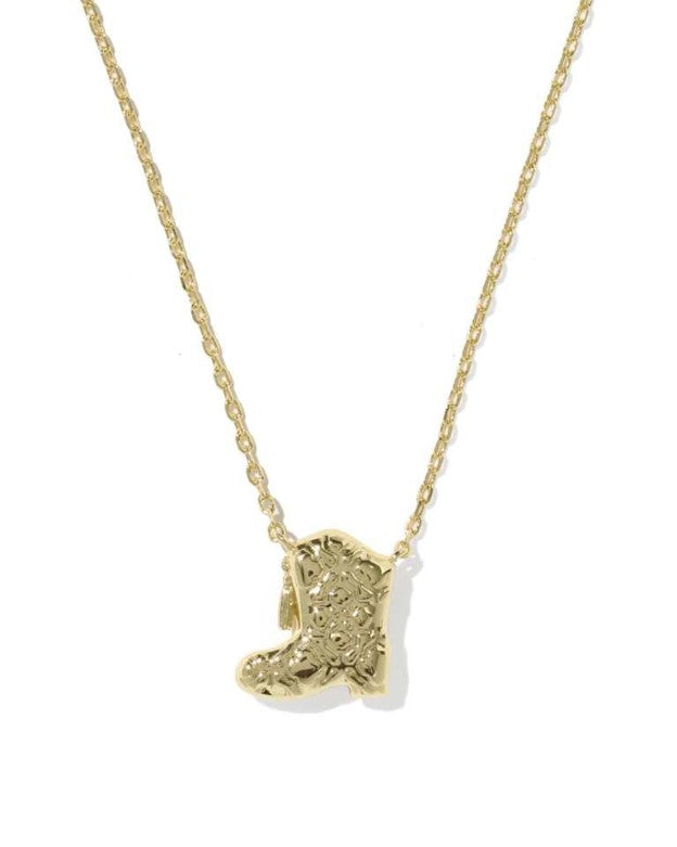 Drill Team Boot Gold Short Pendant Necklace