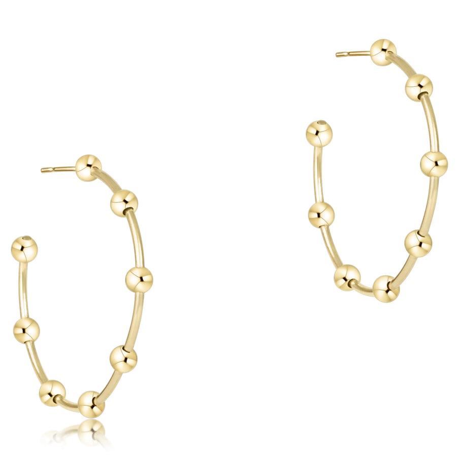 Beaded Simplicity 1.25" Post Hoop - 4mm Gold