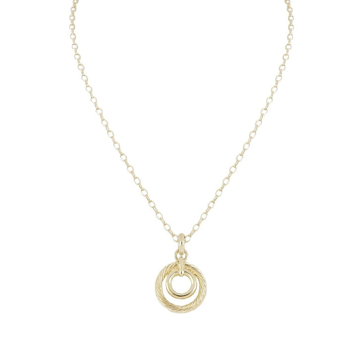 Cordão Circle All Gold Inset Pendant Necklace 16-18"