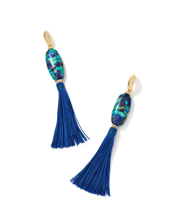 Insley Gold Statement Earrings in Blue Mix