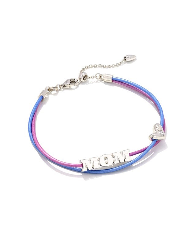 Mom Silver Friendship Bracelet in Purple Mix